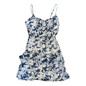 American Eagle Outfitters Womens Floral Mini Sundress, Blue And White, Size 10
